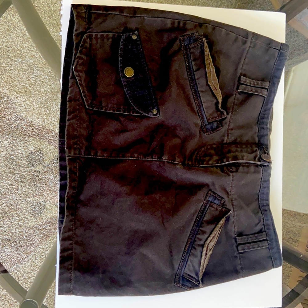 Grunge| y2k| streetwear| RARE five-pocket brown miniskirt + stitching accents